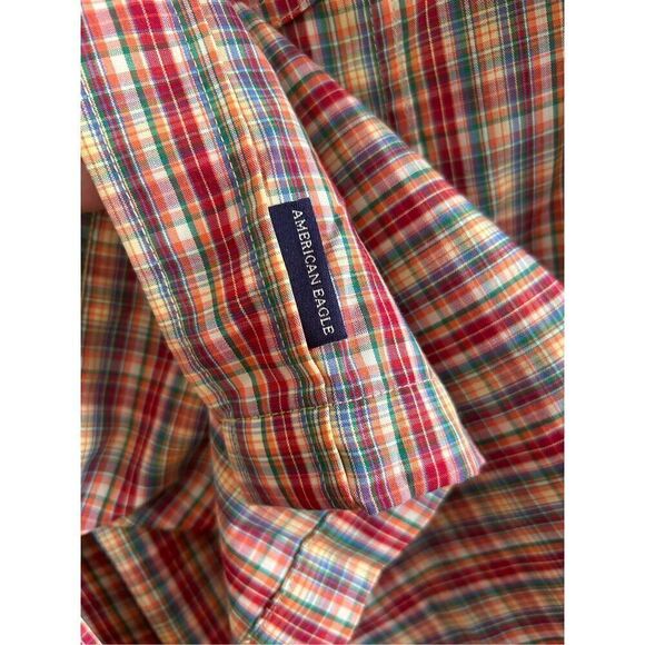 American Eagle Bright Plaid Short Sleeve Extra Large (XL) - Picture 5 of 6